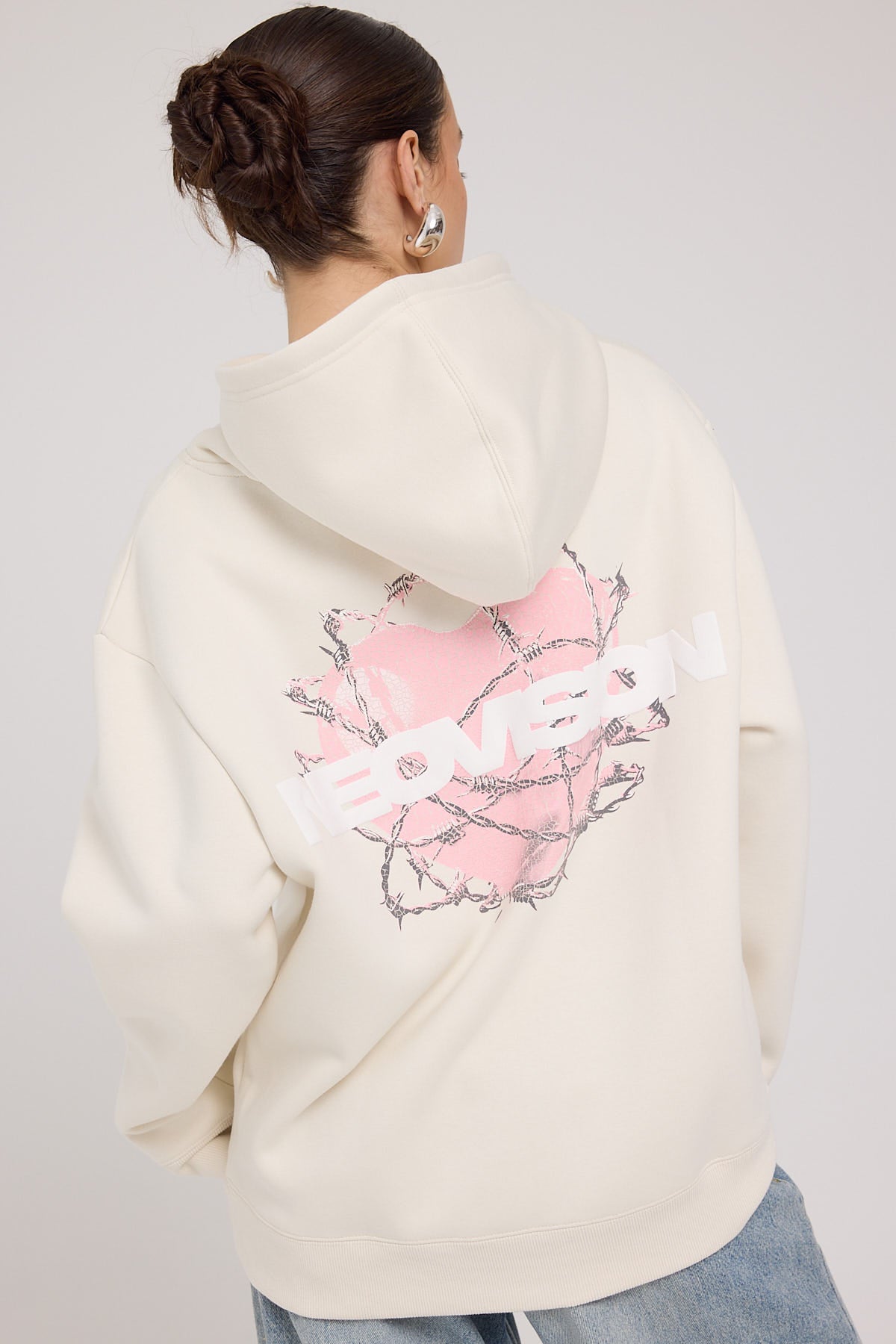 Neovision Mortal Hearts Relaxed Hoodie Cream