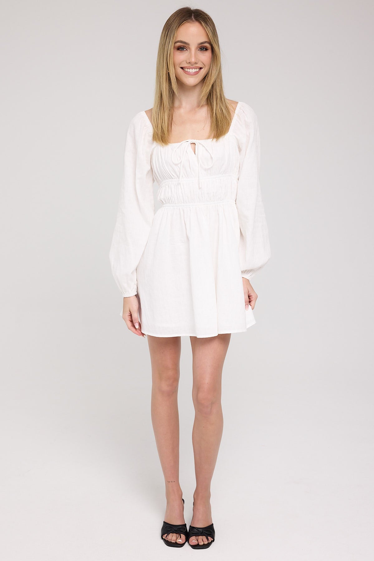 Luck & Trouble Rue Long Sleeve Mini Dress White