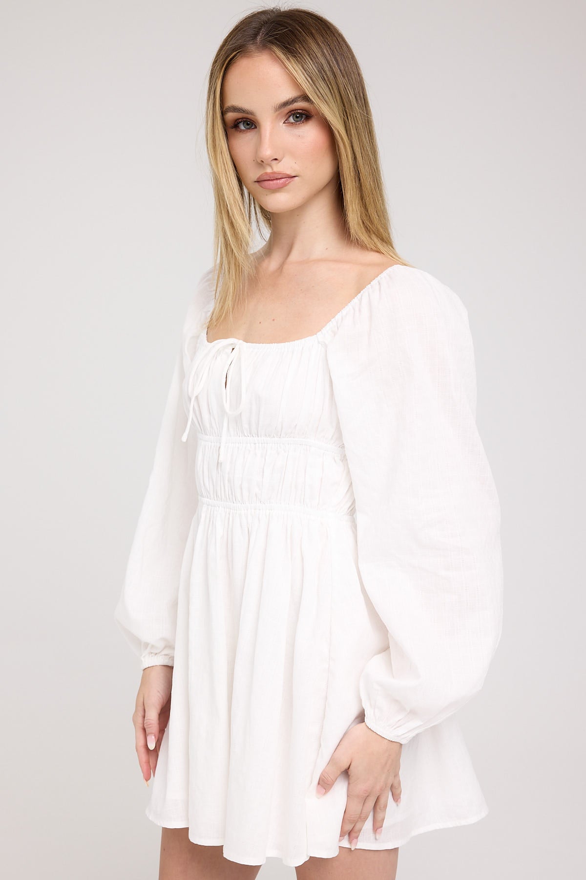 Luck & Trouble Rue Long Sleeve Mini Dress White