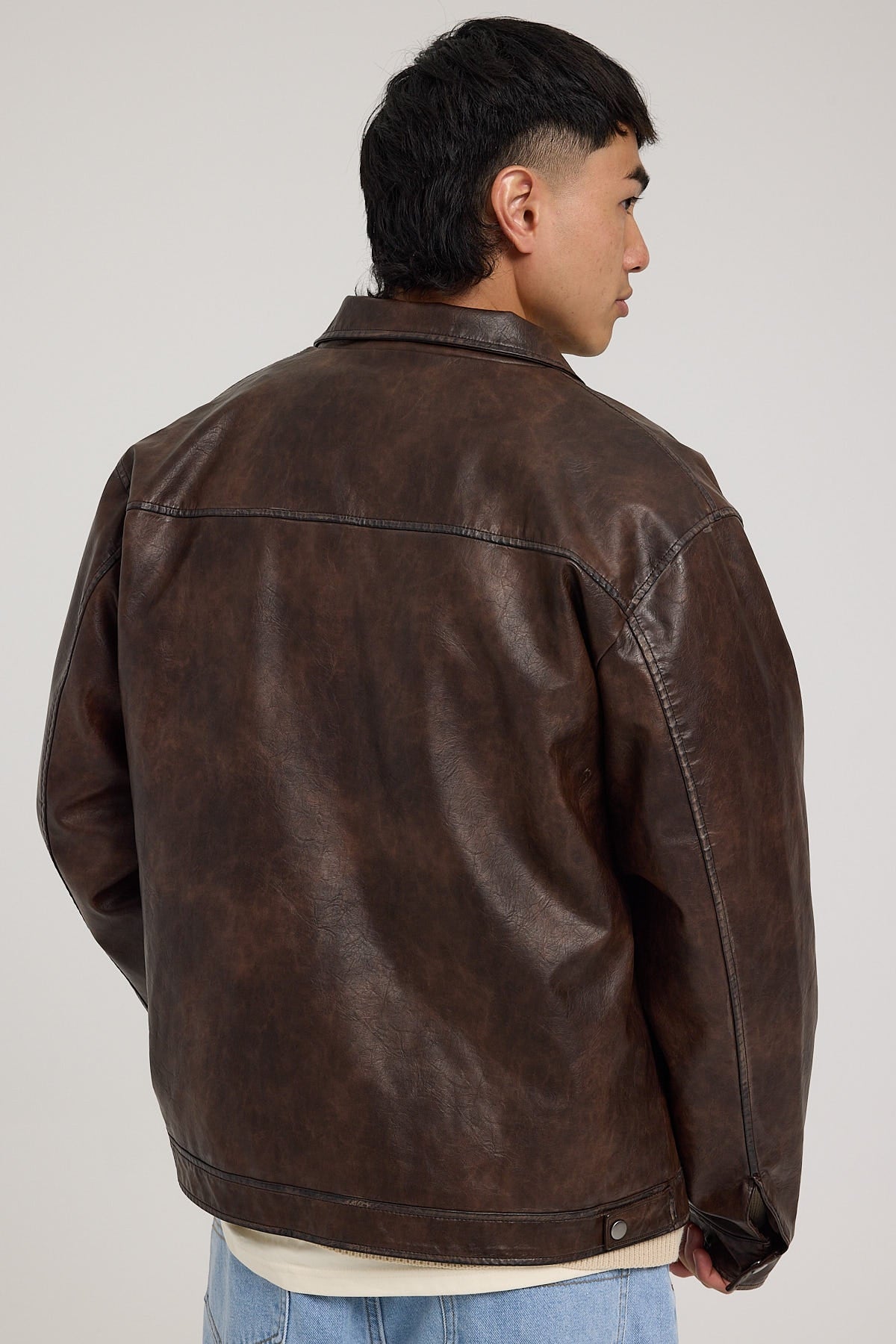 Common Need Pilot PU Leather Jacket Brown