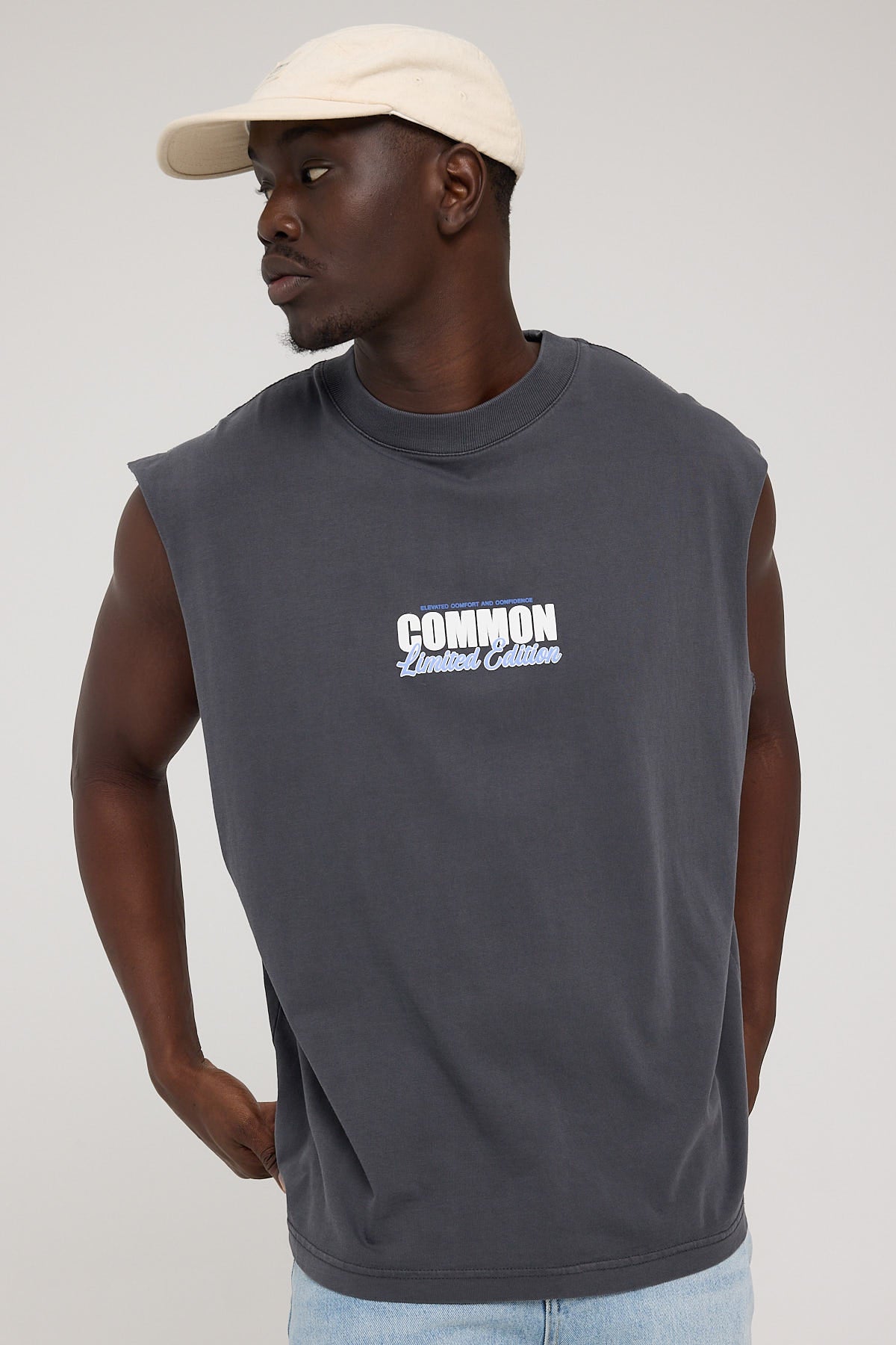 Common Need Limited Muscle Tank Washed Black