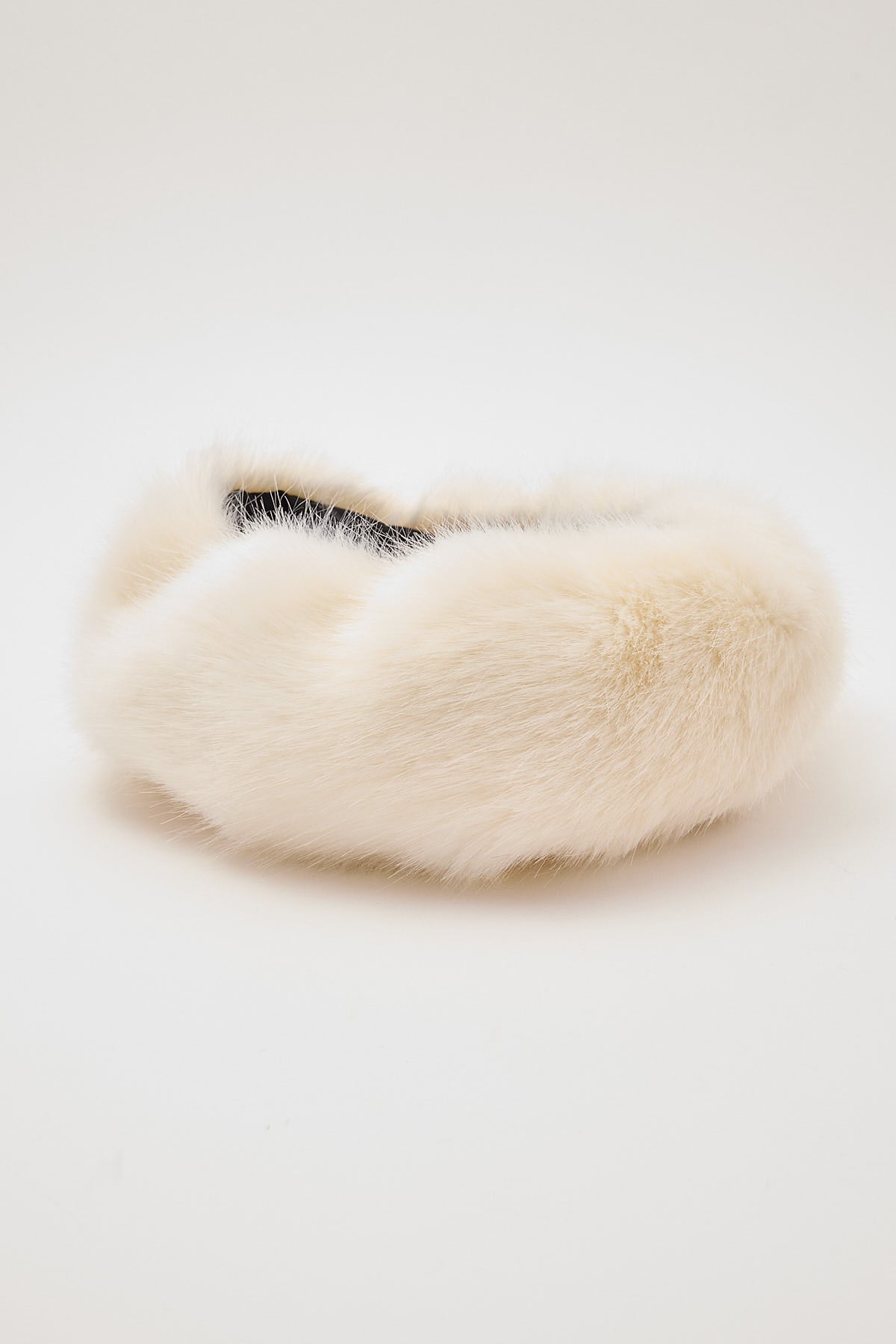 Angora Fur Headband in Cream Fox Fur Headband – Henig Furs main image 3
