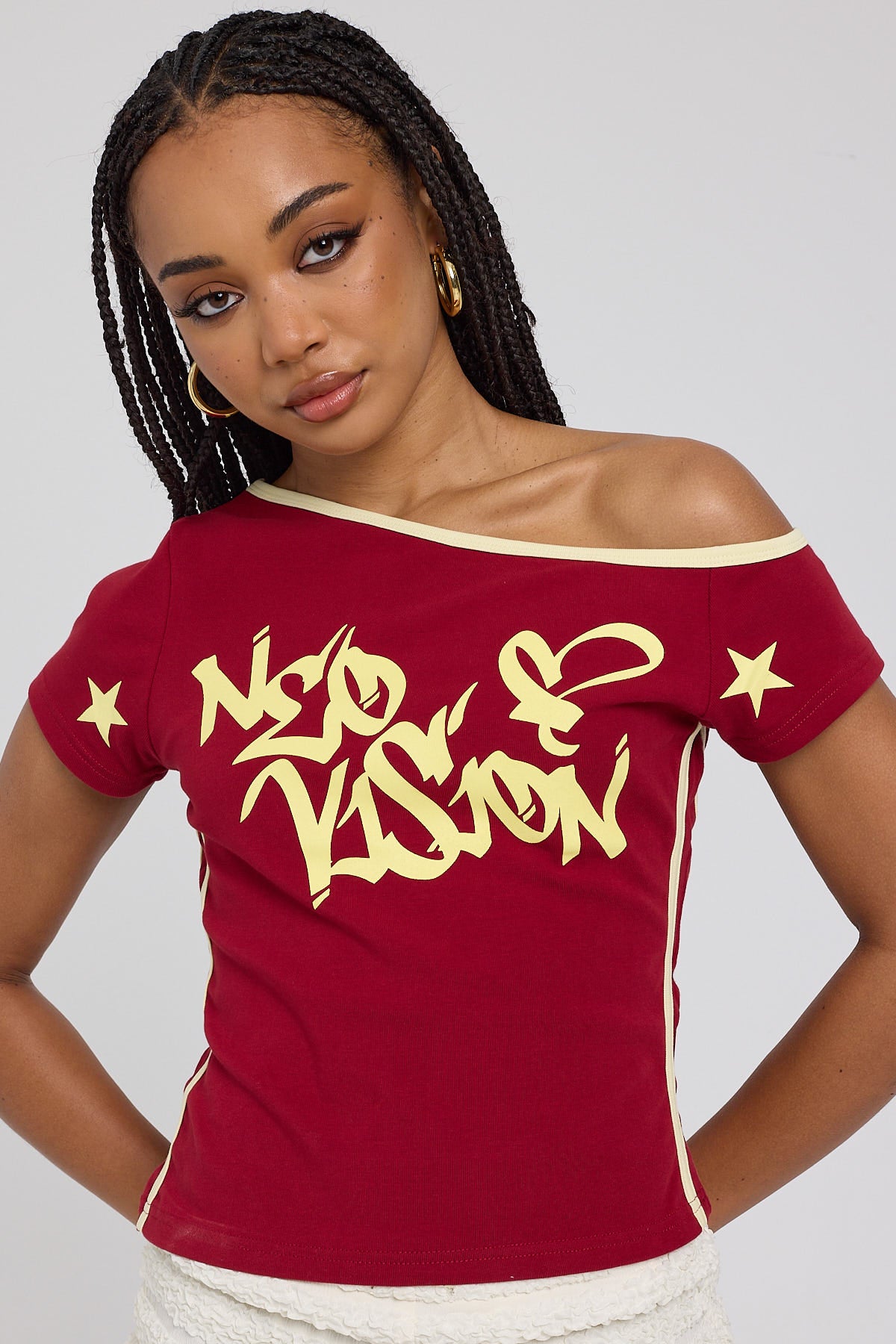 Neovision Rakugaki Off Shoulder Top Red – Universal Store