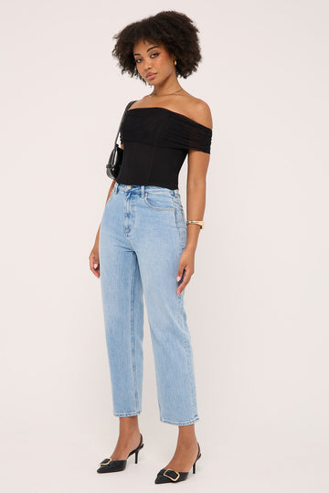 Lee High Straight Crop Jean Skyline Blue