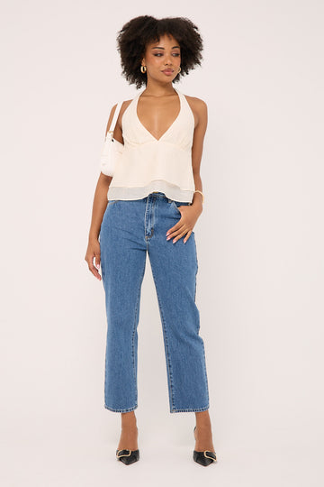 Abrand High Venice Straight Jean Eva Organic Blue