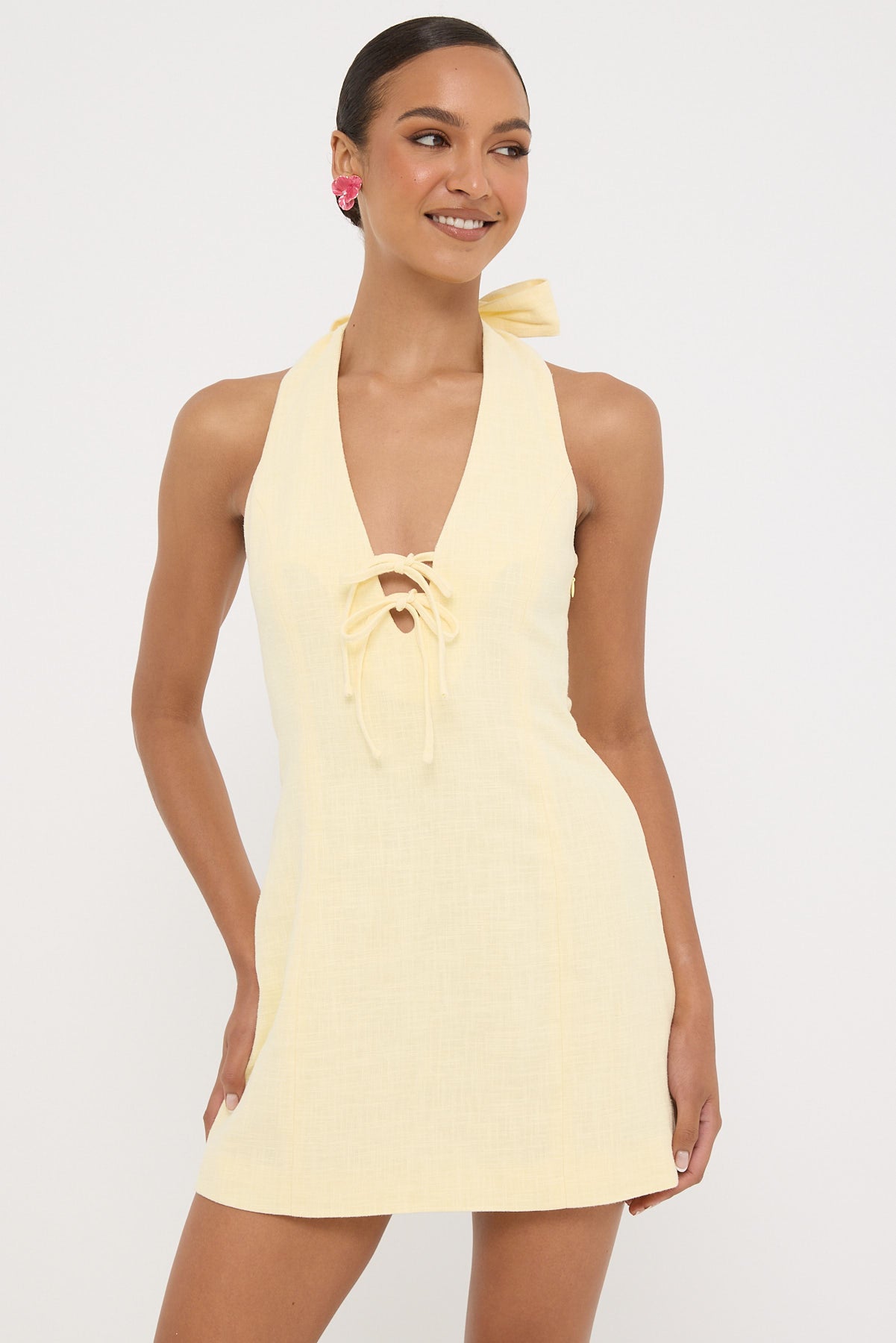 Perfect Stranger Menorca Halter Mini Dress Lemon Universal Store Perfect Stranger Menorca Halter Mini Dress Lemon Universal Store