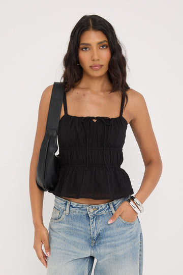 Luck + Trouble Isoli Cotton Top Black