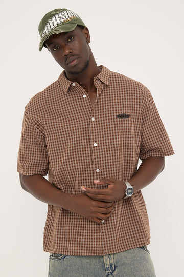 Neovision On Lock Oversize Shirt Brown Check
