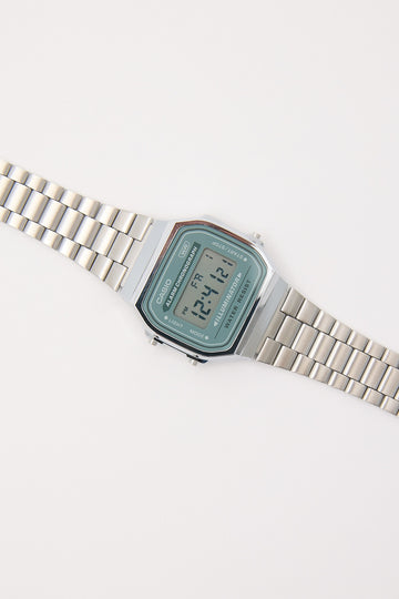 Casio A168WA-3A Analogue Watch Silver/Green