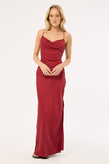 Perfect Stranger Evie Recycled Maxi Dress Burgundy