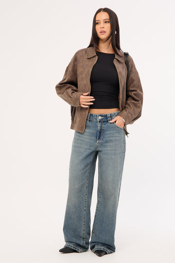 Abrand 95 Mid Rise Baggy Jean Amber Washed Blue