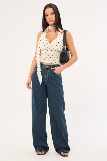 Abrand 95 Mid Rise Baggy Jean Lola Deep Blue