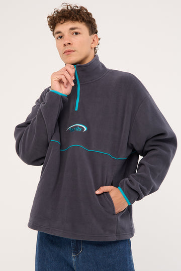 Thrills Sphere Quarter Zip Polar Fleece India Ink