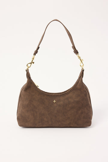 Peta + Jain Peach Shoulder Bag Choc Suede PU