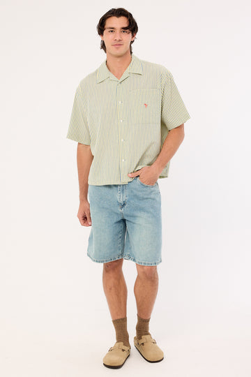 Barney Cools Boathouse Shirt Green Stripe