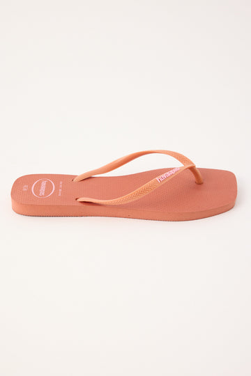 Havaianas Womens Slim Square Logo Pop Up Thong Pink Clay