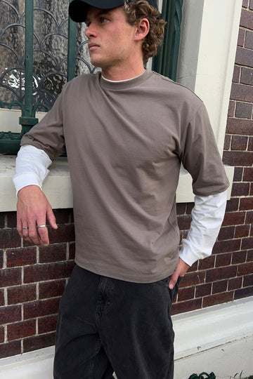 Open Archive Organic Boxy Tee Taupe