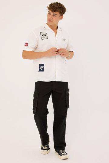 Common Need Vinyl Organic Cargo Pant Washed Black