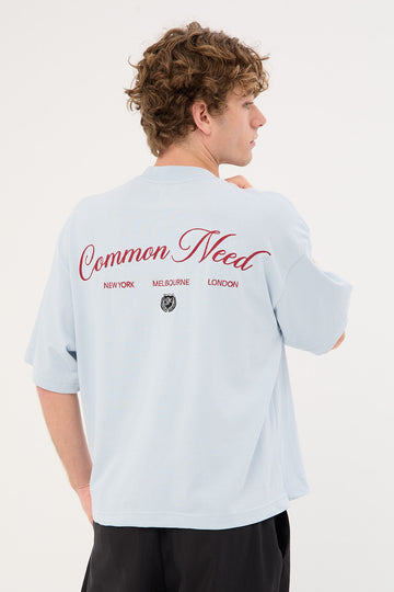 Common Need Cities Cropped Heavyweight Easy Tee Misty Blue