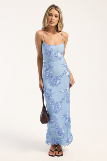 Luck + Trouble Nia Applique Maxi Dress Blue