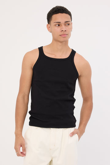 Common Need Square Neck Singlet Tank Black
