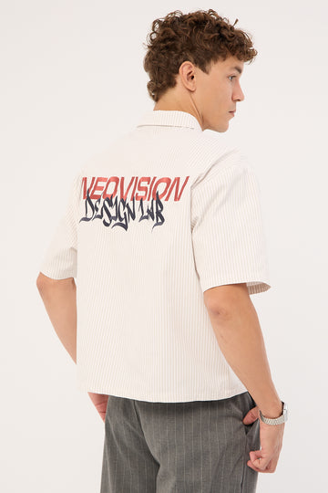 Neovision Zephyr Cropped Oversize Short Sleeve Shirt Grey Stripe