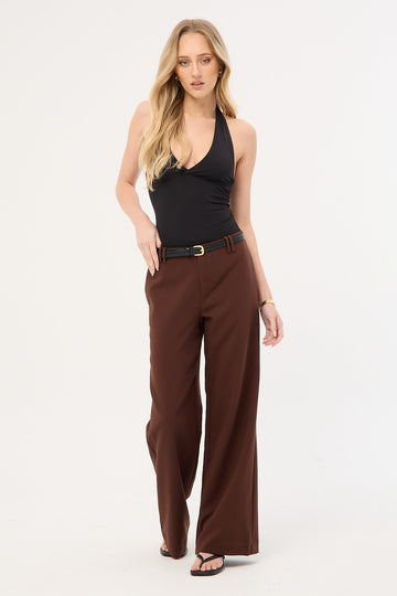 Perfect Stranger Luella Mid Rise Wide Leg Pant Brown