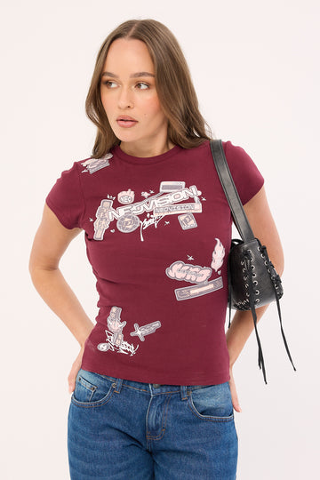 Neovision Rebellion Baby Tee Burgundy