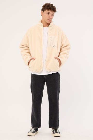 Common Need Voyager Zip Thru Sherpa Jacket ECRU