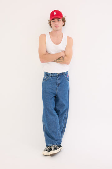 Worship Panorama Dozer Jean Worn Blue Rinse