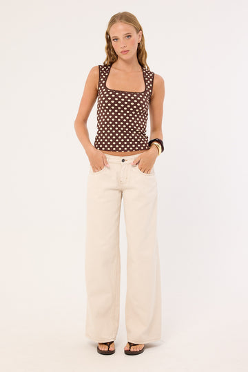 Motel Roomy Extra Wide Low Rise Jeans Off White Denim
