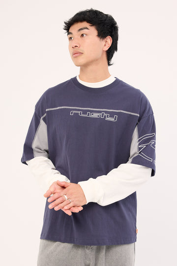 Rusty Cyberwave Tee Dark Blue