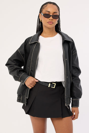 Perfect Stranger Monique Box Pleat Skort Black