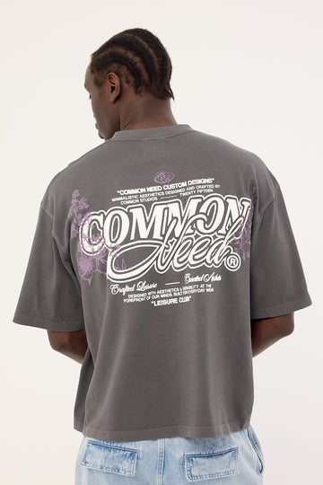 Common Need Garden Cropped Heavyweight Easy Tee Washed Black