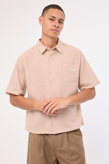 Common Need Urban Boxy Cropped Shirt Pink Check