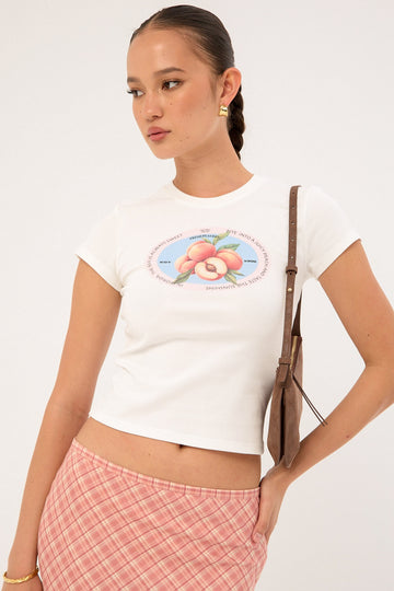 Luck + Trouble Peachy Baby Tee White
