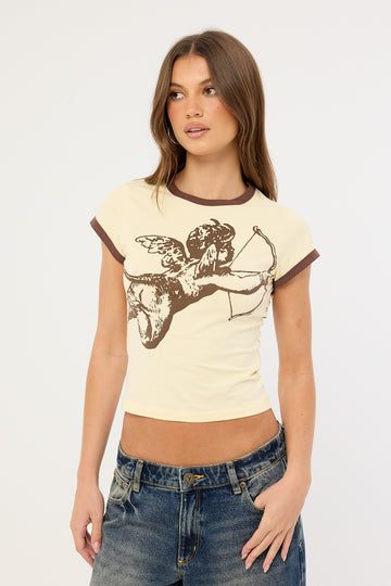 Worship Cherub Cap Sleeve Ringer Lemon Icing