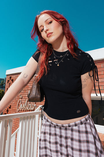 Neovision Lace Up Baby Tee Black