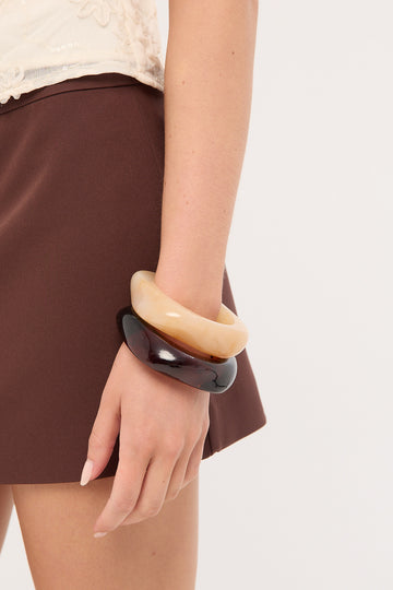 Token Stacked Resin Bangle 2 Pack Brown