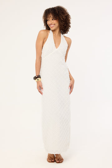 Luck + Trouble Carrie Halter Maxi Dress White