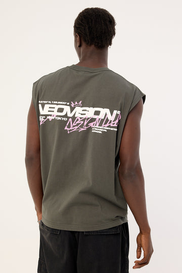 Neovision Mural Muscle Tank Dark Khaki