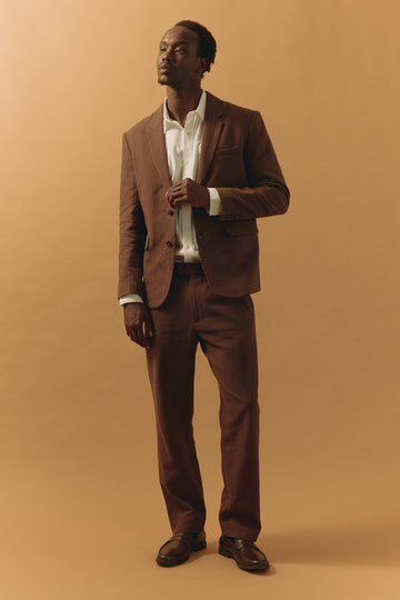 Common Need Oliver Classic Linen Tailored Trouser Brown