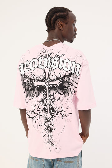 Neovision Fallen Cross Oversize Super Heavy Tee Candy Pink