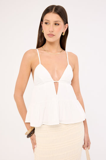 Sndys The Label Fallen Peplum Top White