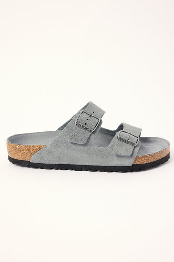 Birkenstock Mens Arizona Suede Leather Soft Footbed Regular Basalt Grey Tonal