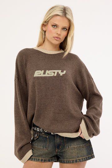 Rusty Rider Relaxed Crew Neck Knit Pinecone