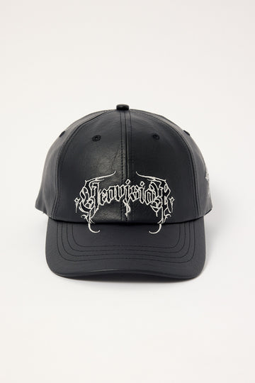 Neovision Sanctum Faux Leather Dad Cap Washed Black
