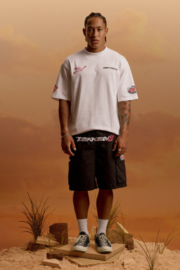 Neovision Devil Jin Graffiti Cargo Shorts Black