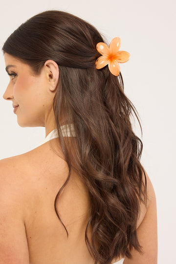 Token Frangipani Flower Hair Claw Clip Orange