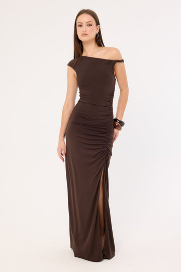 Perfect Stranger Miro Twist Maxi Dress Brown